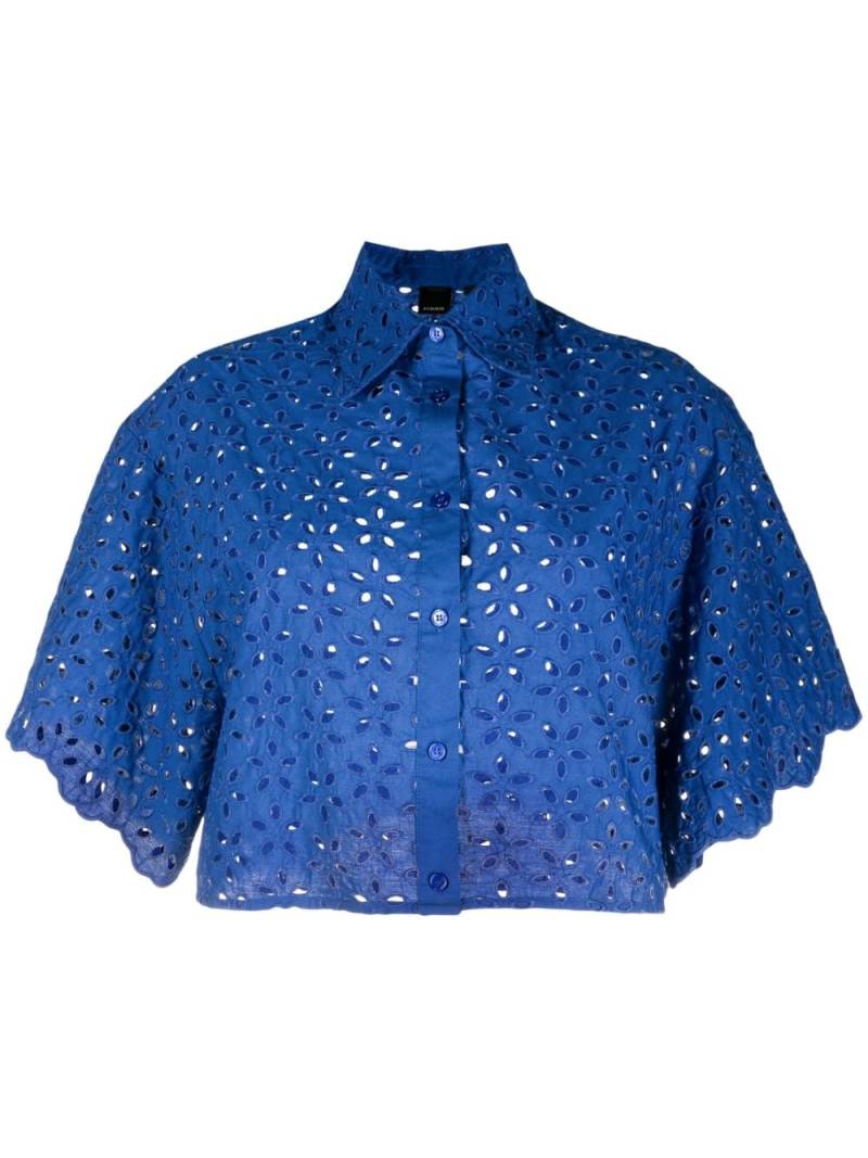 PINKO floral-motif perforated shirt - Blue von PINKO