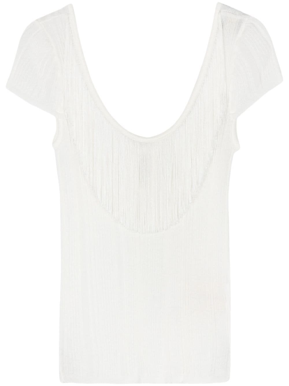 PINKO fringe-detail knitted top - White von PINKO