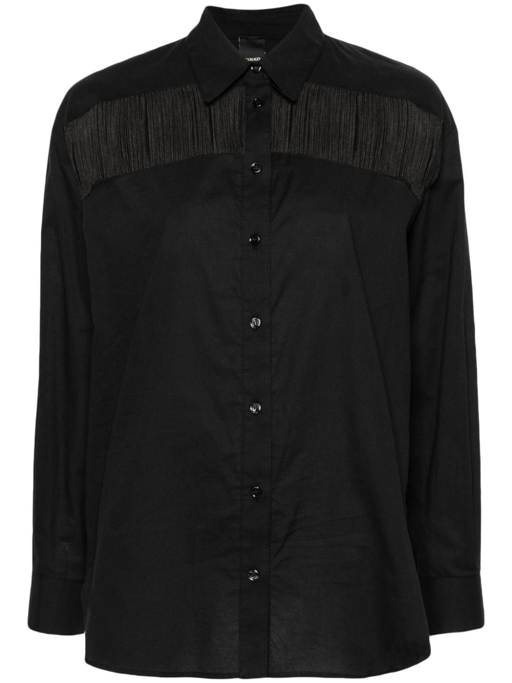 PINKO fringe-detailed cotton shirt - Black von PINKO