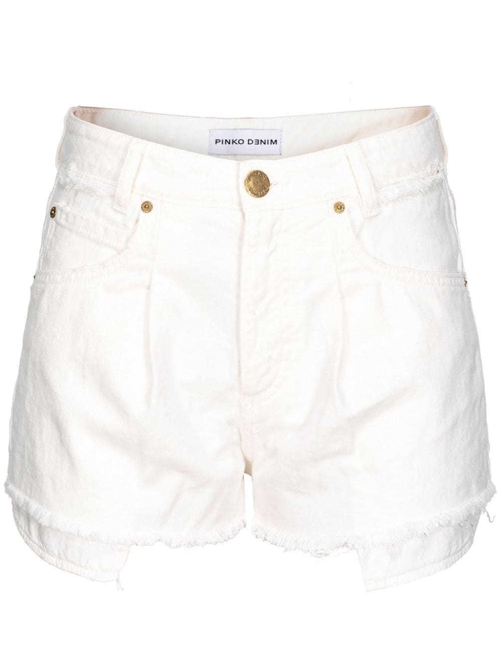 PINKO high-rise frayed-hem denim shorts - White von PINKO