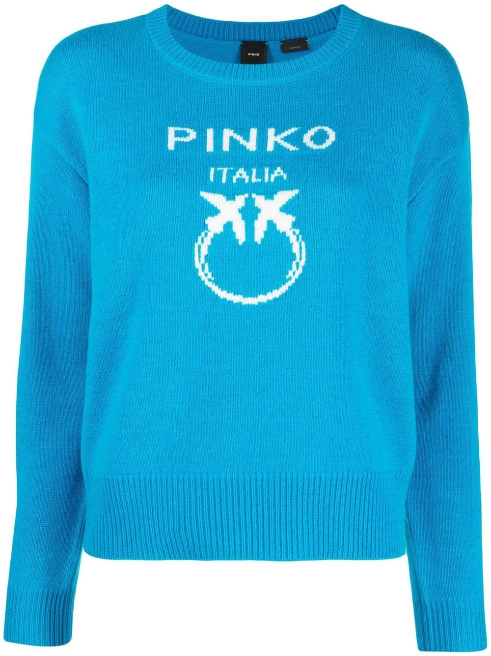 PINKO intarsia-knit logo crew-neck jumper - Blue von PINKO