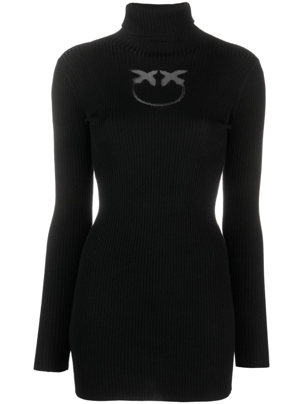 PINKO intarsia-knit logo roll-neck jumper - Black von PINKO