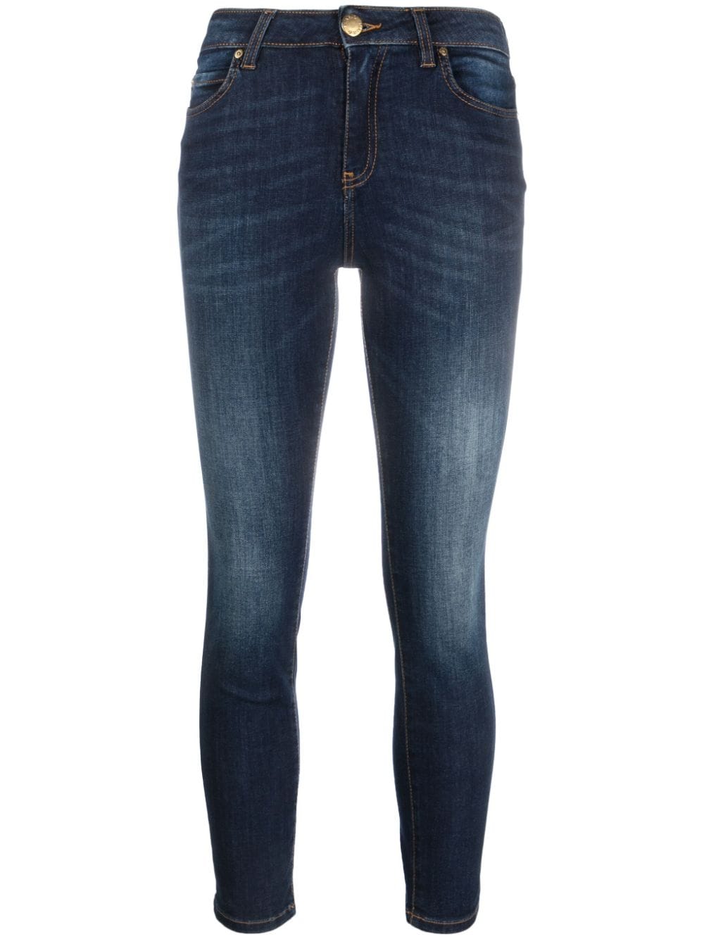 PINKO logo-appliqué cropped skinny jeans - Blue von PINKO