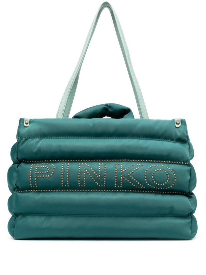 PINKO logo-embellished quilted tote bag - Green von PINKO
