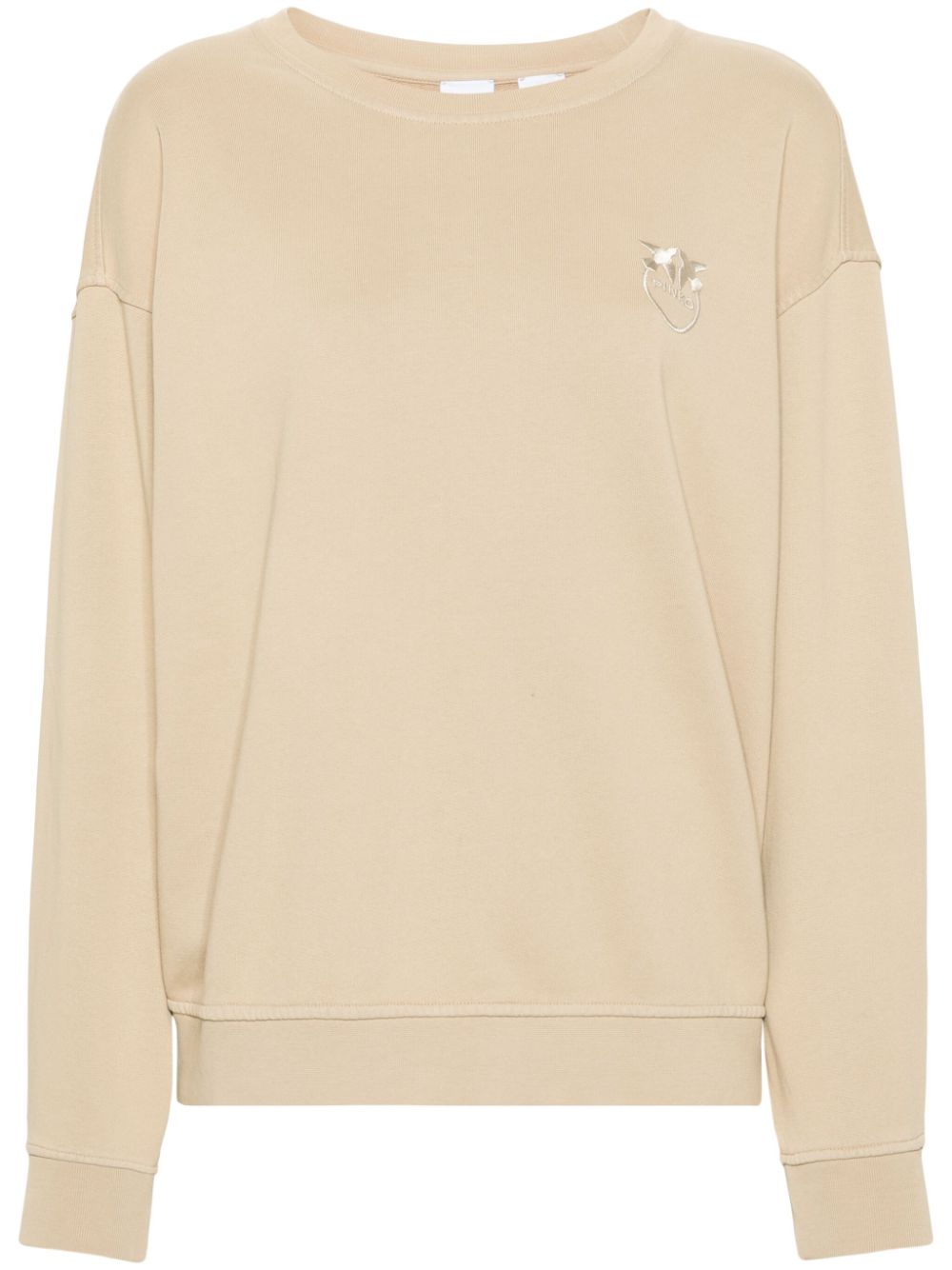 PINKO logo-embroidered cotton sweatshirt - Neutrals von PINKO