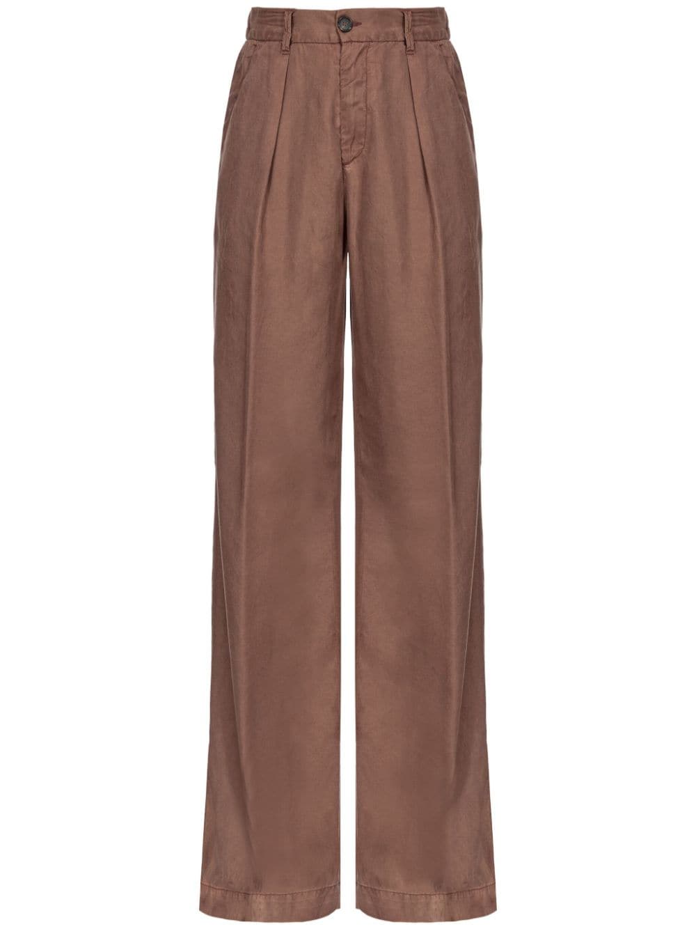 PINKO logo-embroidered straight-leg trousers - Brown von PINKO