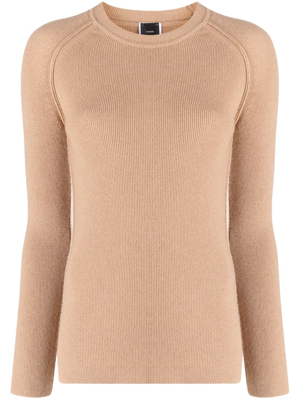 PINKO logo-plaque ribbed-knit jumper - Brown von PINKO