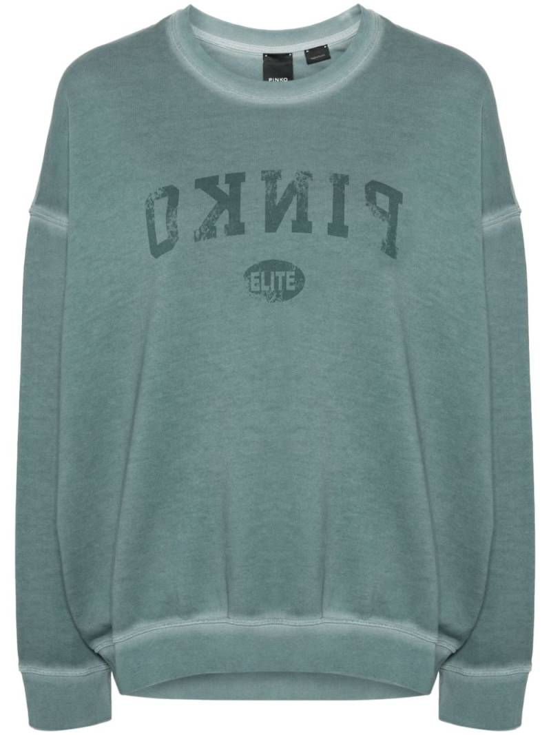 PINKO logo-print cotton sweatshirt - Green von PINKO