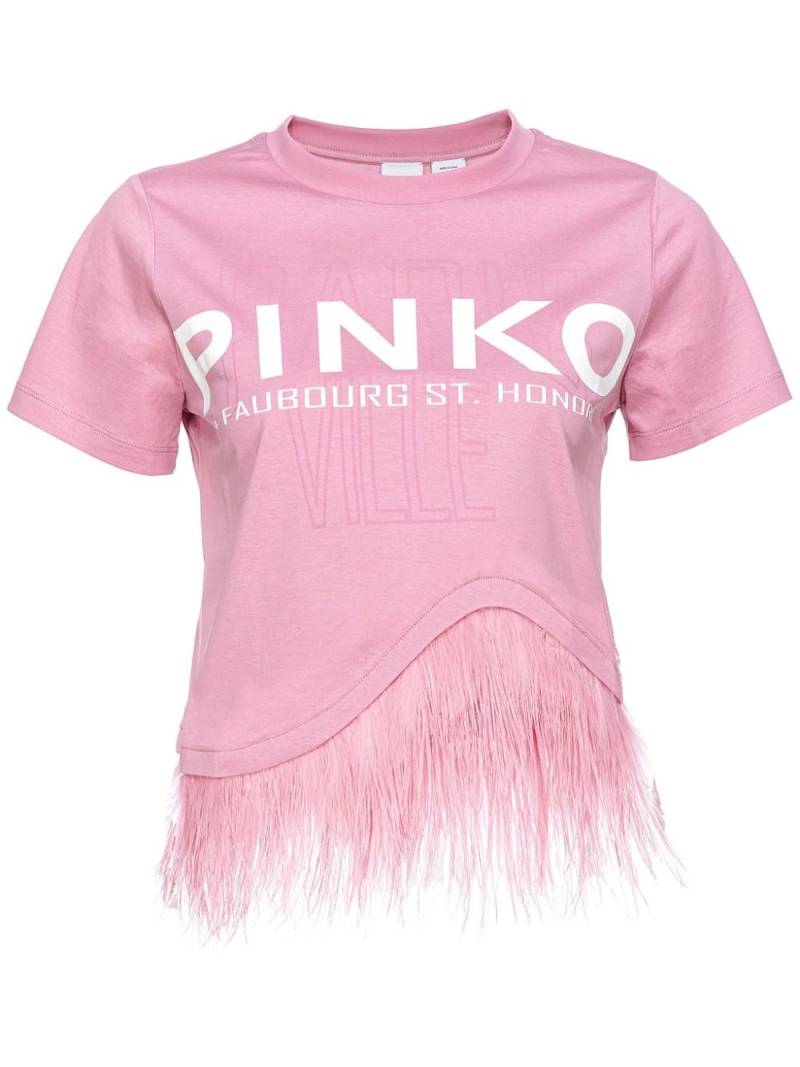 PINKO logo-print feather-detail T-shirt von PINKO