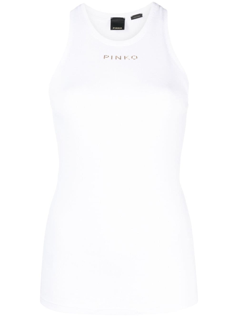 PINKO logo-print ribbed tank top - White von PINKO