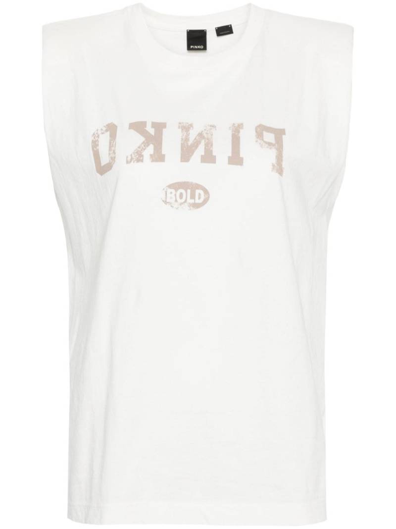 PINKO logo-print shoulder pads T-shirt - White von PINKO