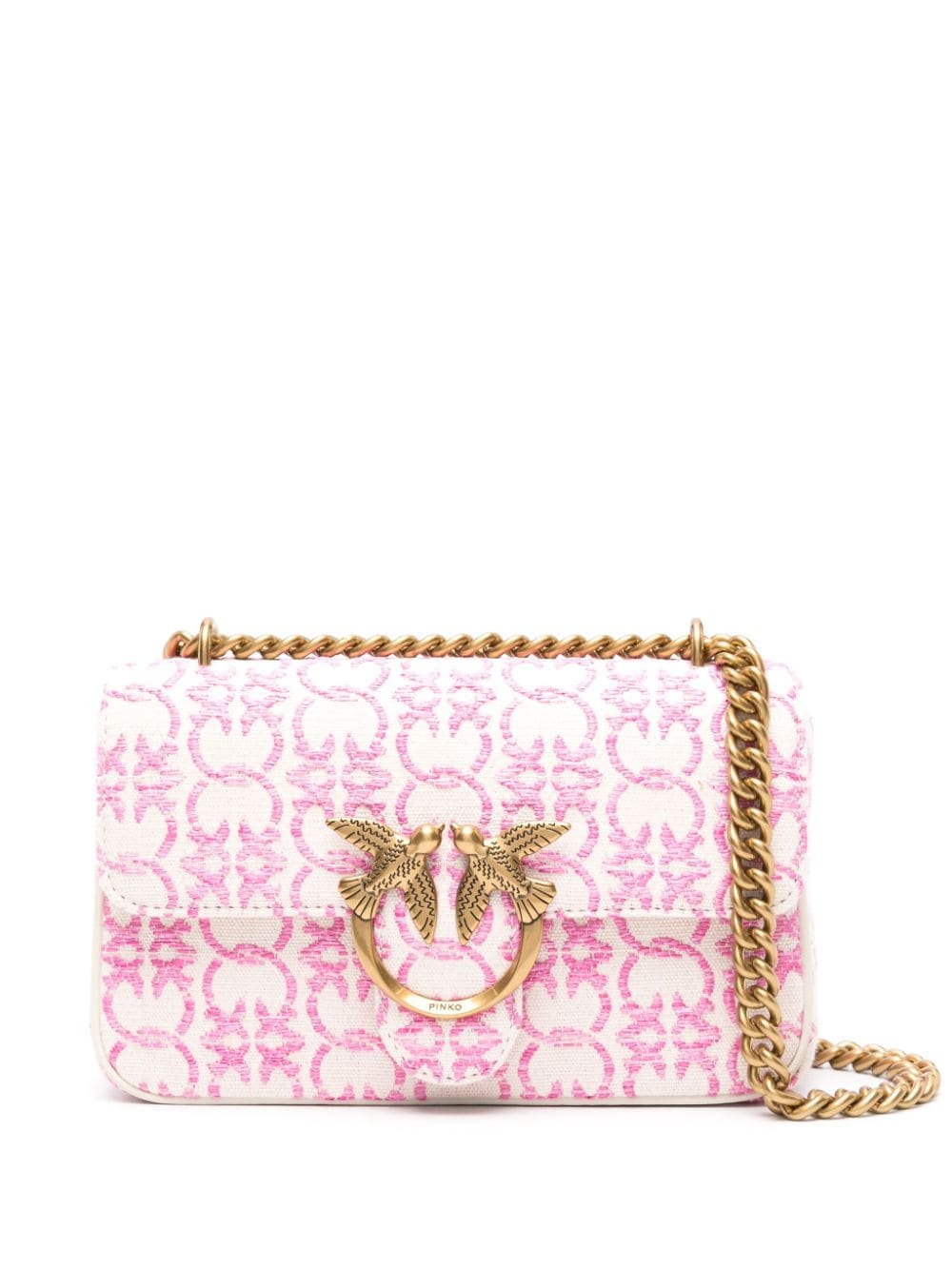 PINKO mini Love One logo-jacquard shoulder bag - Neutrals von PINKO