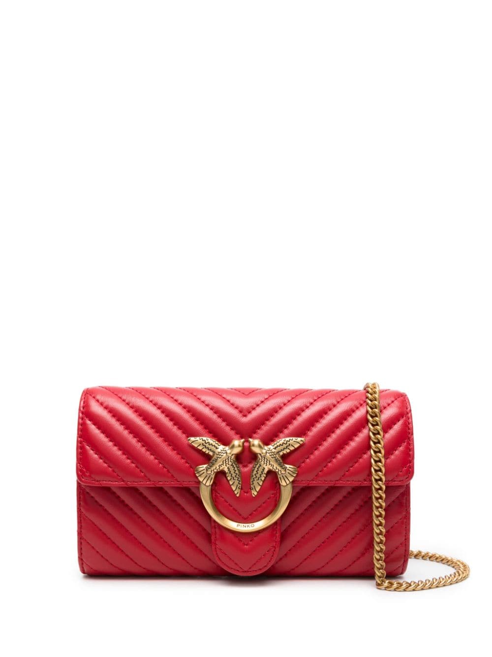PINKO mini Love leather crossbody bag - Red von PINKO