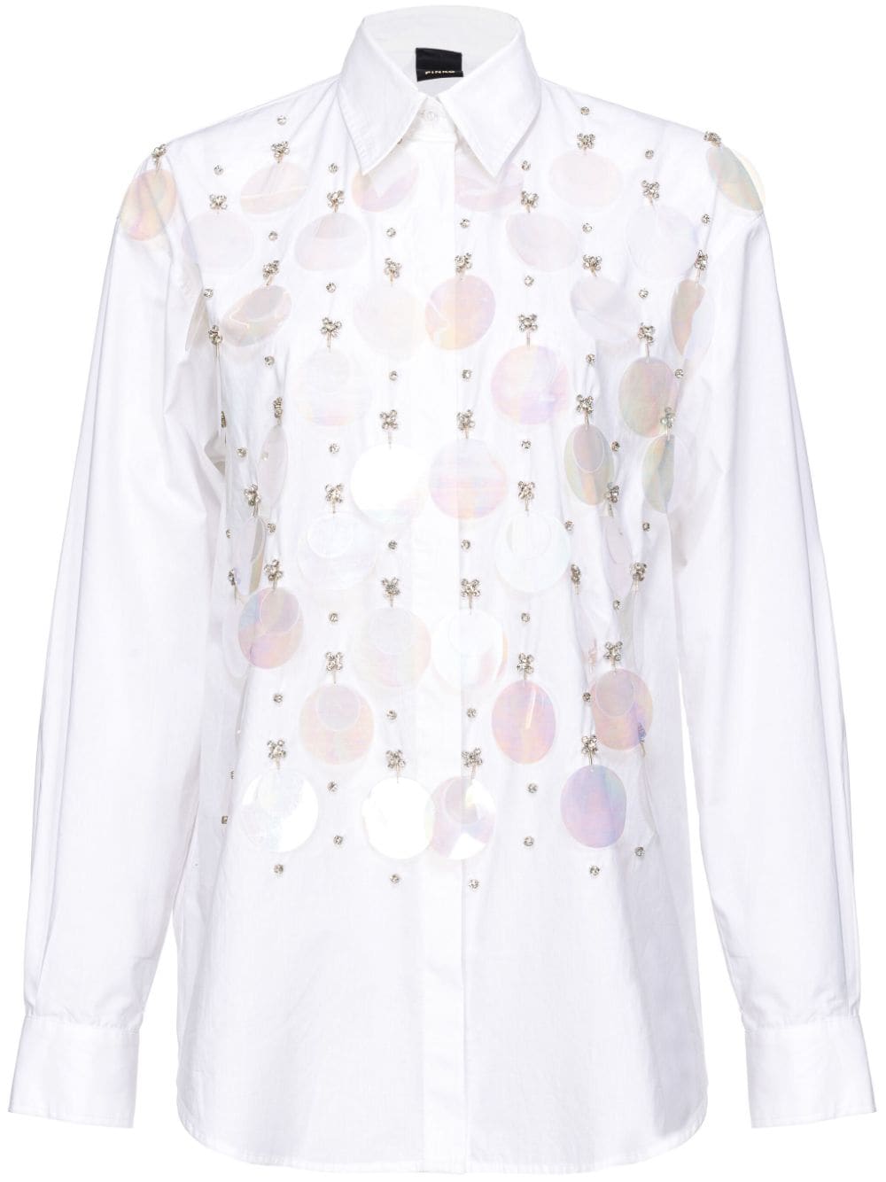 PINKO rhinestone-embellished cotton shirt - White von PINKO