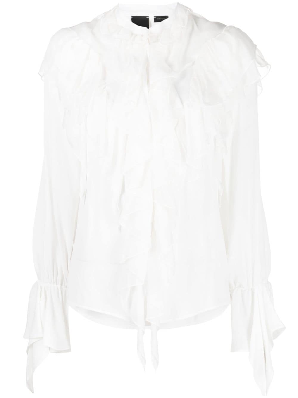PINKO round-neck ruffled blouse - White von PINKO