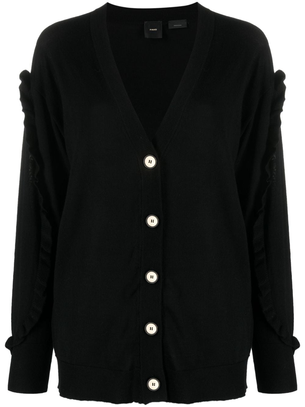 PINKO ruffle-detail wool cardigan - Black von PINKO