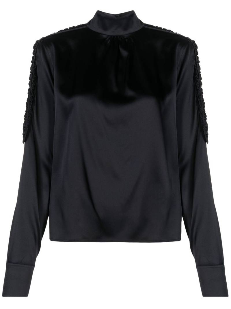 PINKO ruffled-trim satin blouse - Black von PINKO