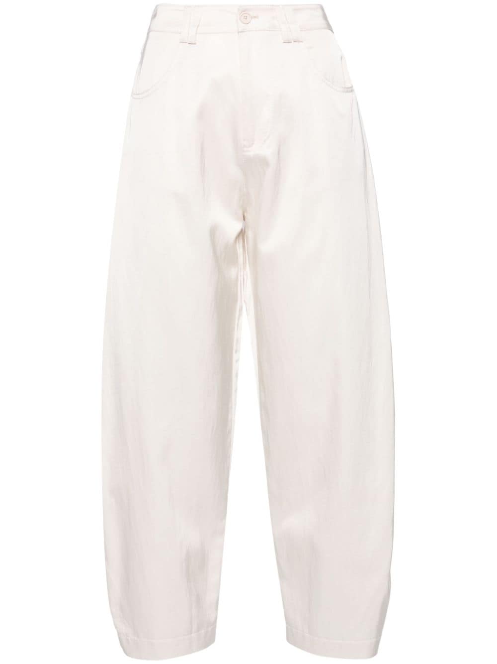 PINKO satin-finish loose-leg trousers - White von PINKO