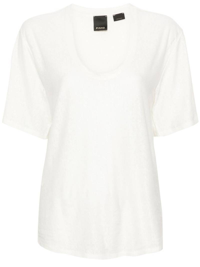 PINKO scoop-neck linen T-shirt - White von PINKO