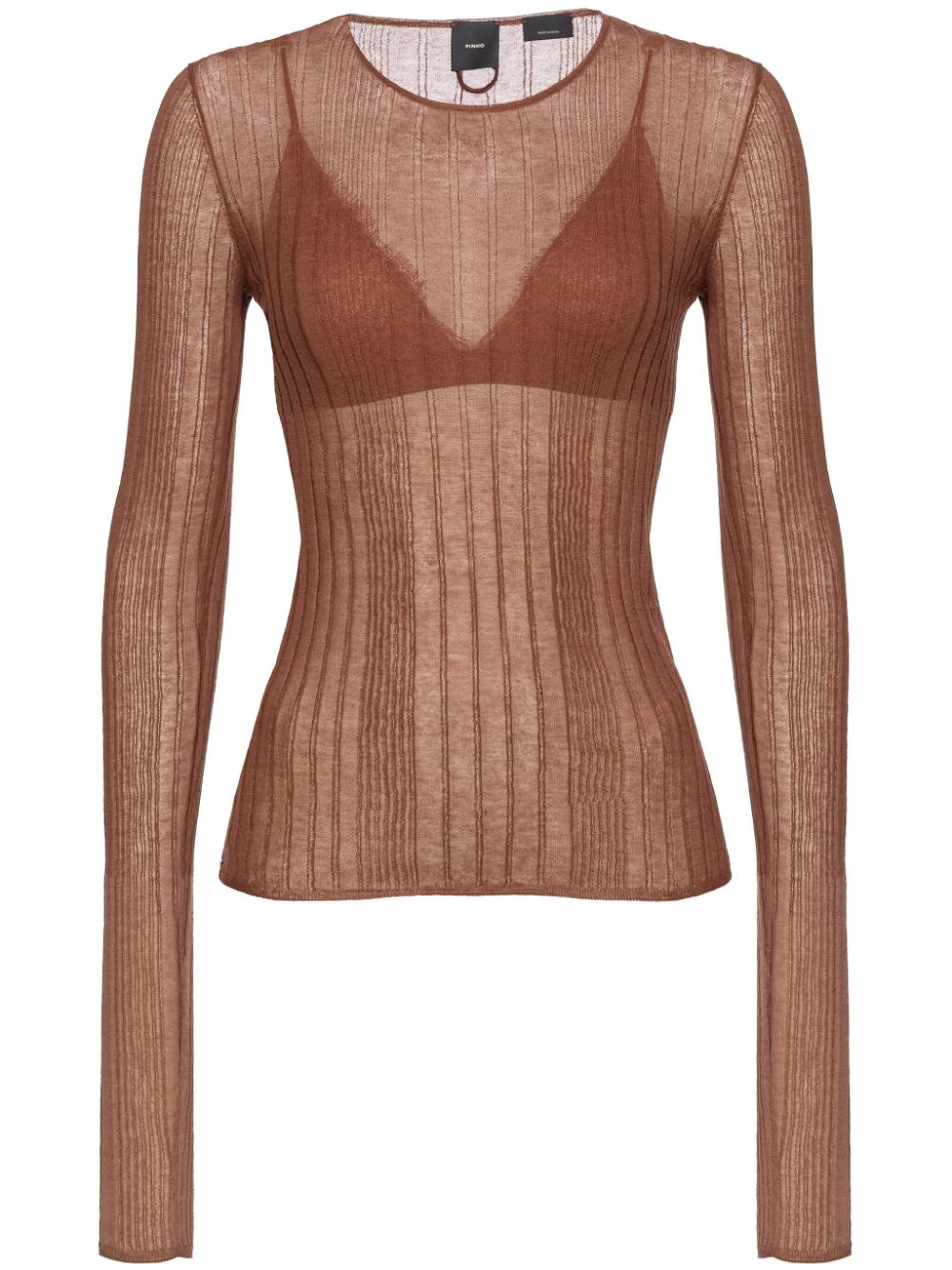 PINKO semi-sheer long-sleeved top - Brown von PINKO