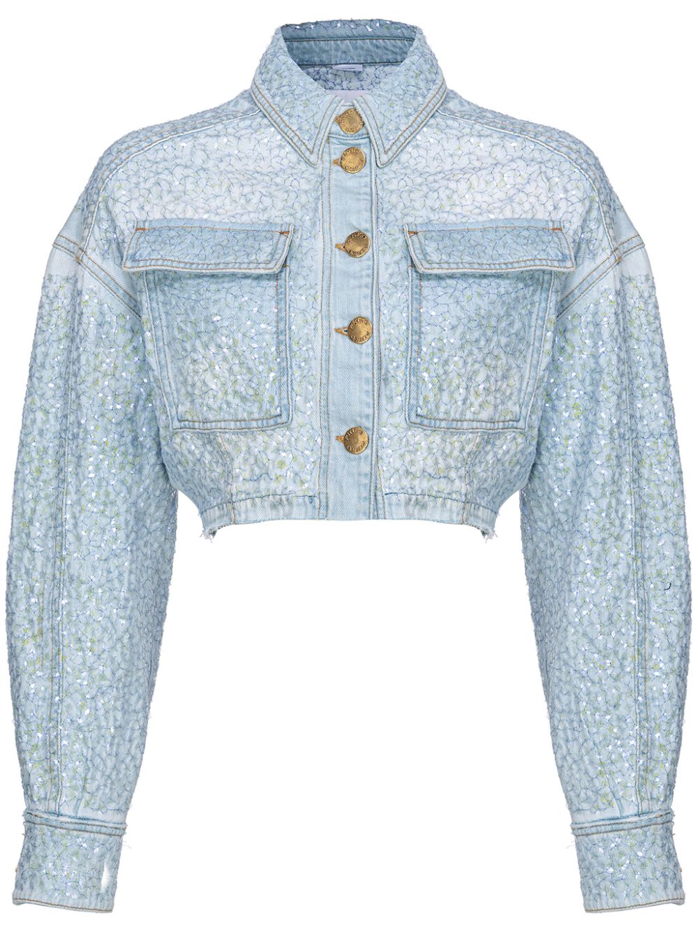 PINKO sequin-embellished cropped denim jacket - Blue von PINKO