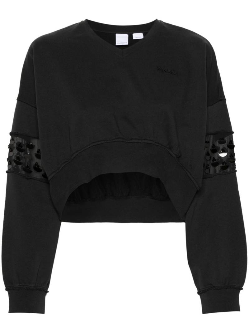 PINKO sequin-embellished cropped sweatshirt - Black von PINKO