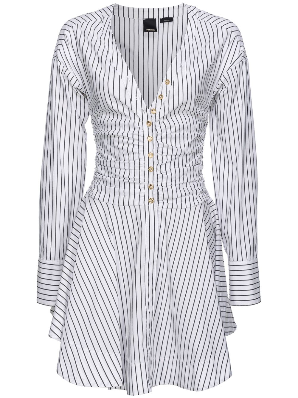 PINKO striped V-neck dress - White von PINKO