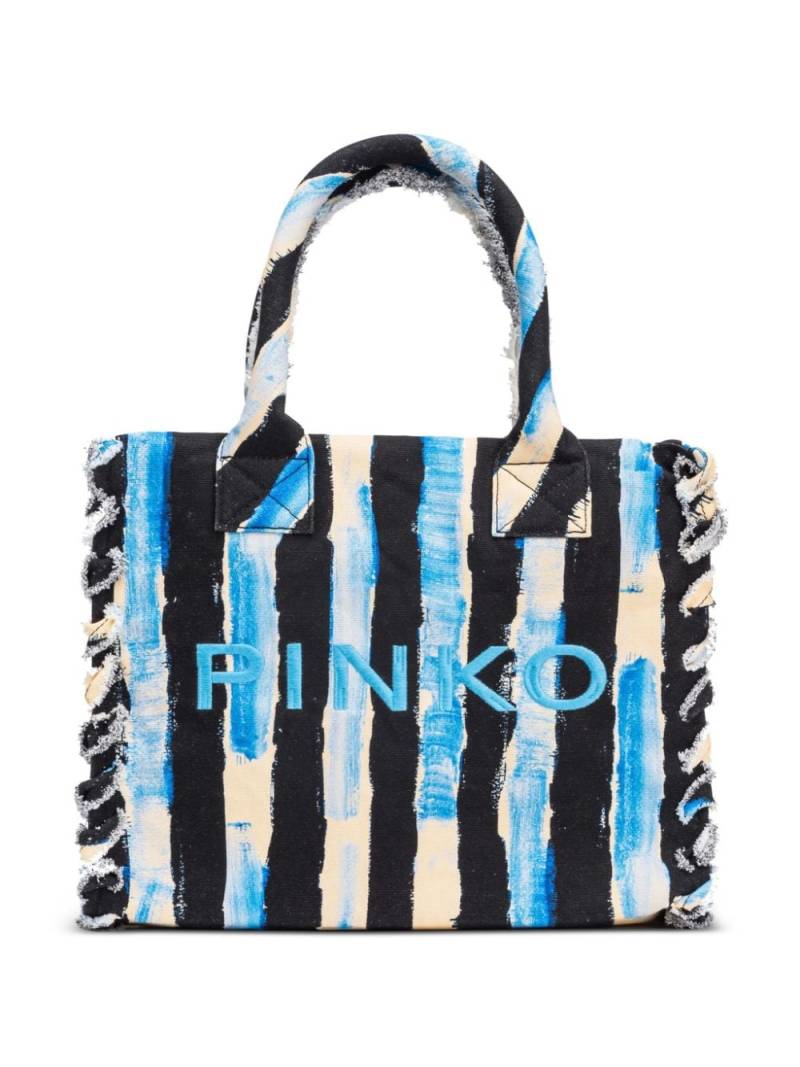 PINKO striped canvas beach bag - Blue von PINKO