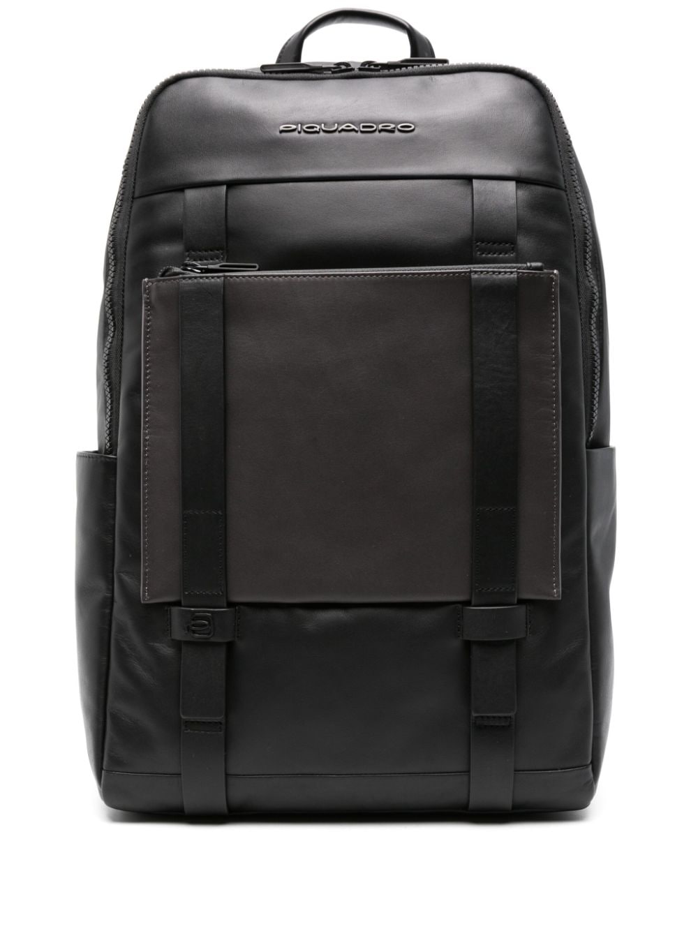 PIQUADRO 14" laptop leather backpack - Black von PIQUADRO