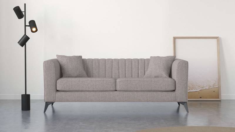 Places of Style 3-Sitzer »MATTHEW elegantes Designsofa, Masse B/T/H: 201/86/74 cm«, feine Steppung im Rückenbereich, lose Sitzkissen, incl. Zierkissen von PLACES OF STYLE