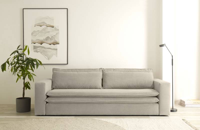 Places of Style 3-Sitzer »PIAGGE«, Cord-Bezug - mit Bettfunktion und Bettkasten, mit praktischem Topper von PLACES OF STYLE