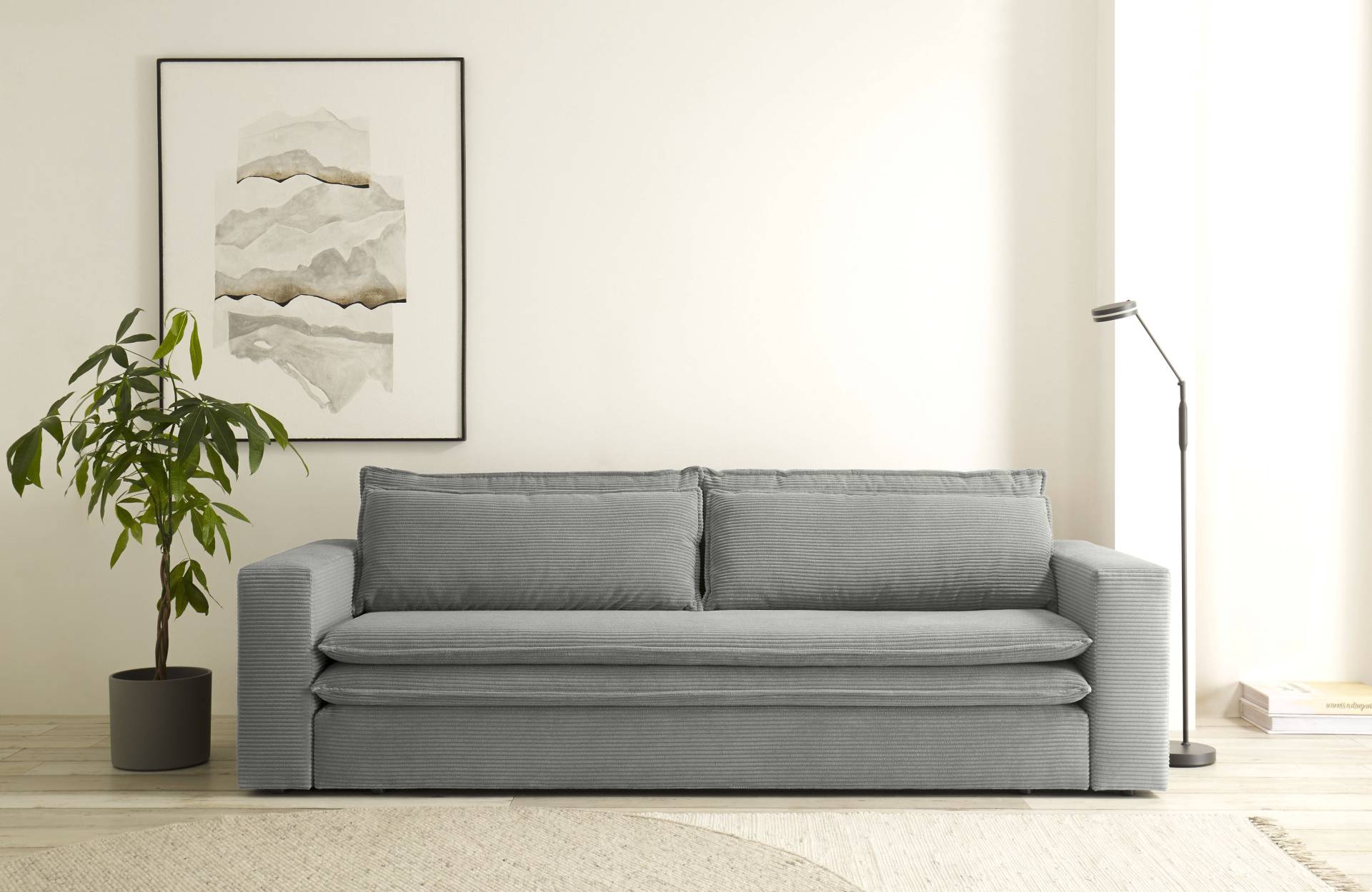 Places of Style 3-Sitzer »PIAGGE«, Cord-Bezug - mit Bettfunktion und Bettkasten, mit praktischem Topper von PLACES OF STYLE