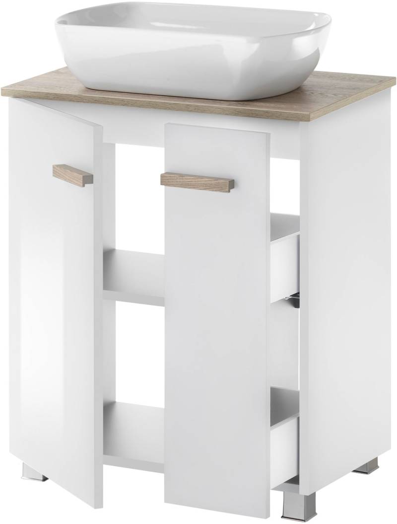 Places of Style Badmöbel-Set »SOLiD, Badmöbel-Set, Bad im modernen Design, 2-teiliges Badezimmer«, (2 St.), Waschtisch mit Waschbecken, Spiegel mit LED, Breite 60 cm von PLACES OF STYLE