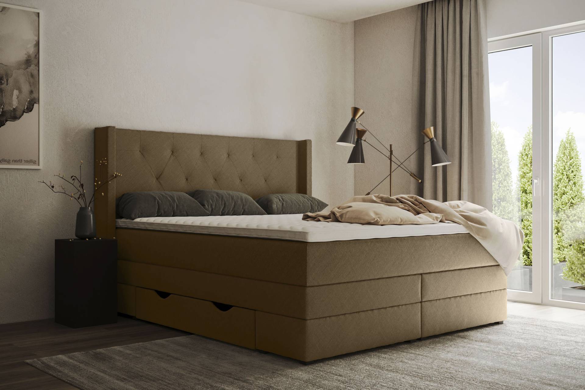 Places of Style Boxspringbett »Elegance«, mit schöner Knopfheftung, in den Härtegraden H2 & H3, inkl. Schubladen Places of Style Boxspringbett »Elegance«, mit schöner Knopfheftung, in den Härtegraden H2 & H3, inkl. Schubladen von PLACES OF STYLE
