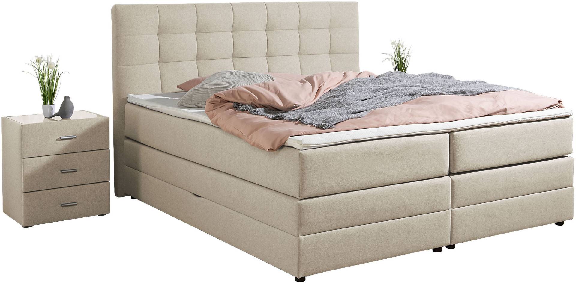Places of Style Boxspringbett »Ethan«, inkl. Topper und geräumigen Bettkasten erhältlich in H2, H3 und H4 von PLACES OF STYLE