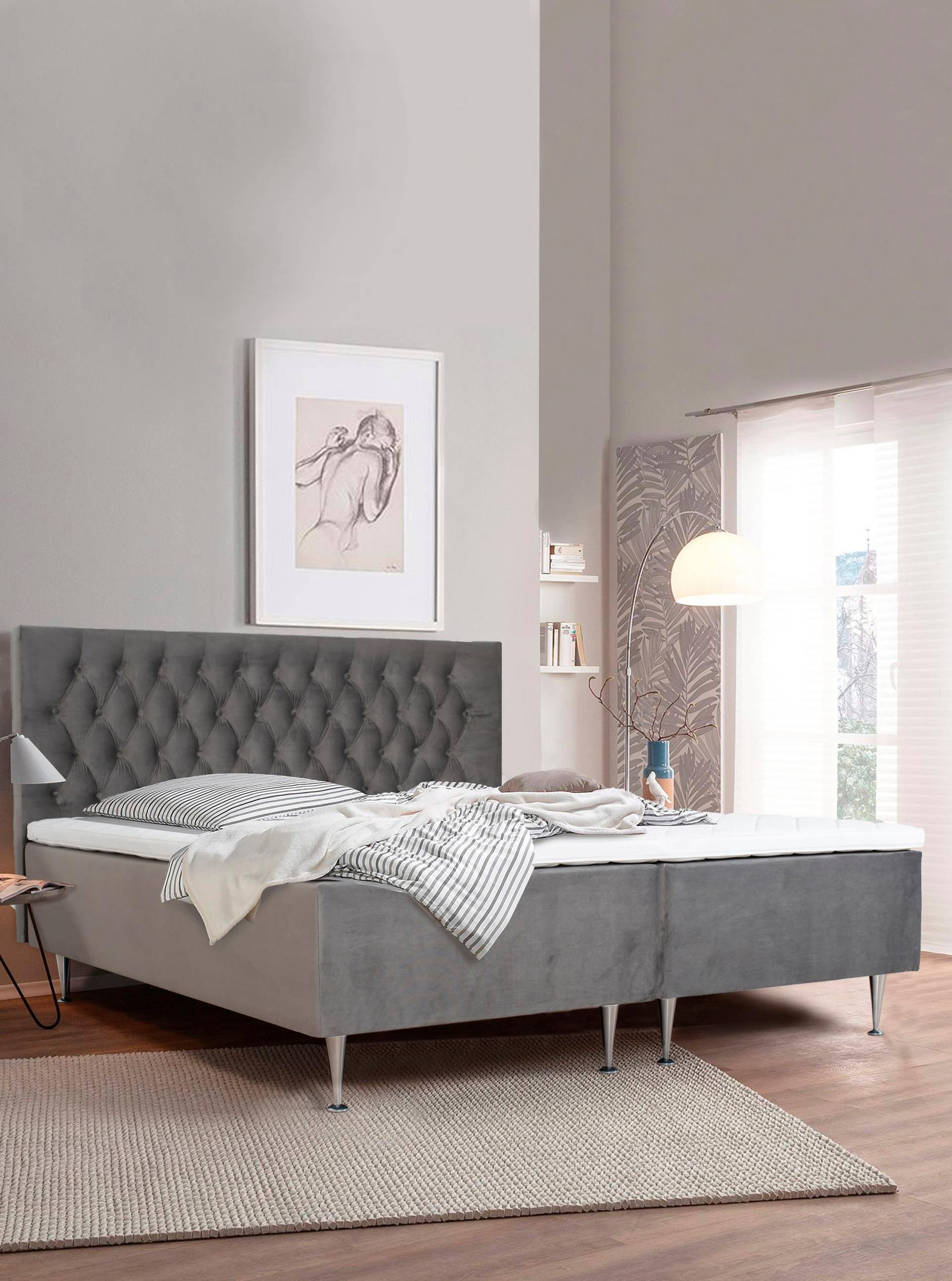 Places of Style Boxspringbett »Exclusive«, inkl. Topper, 3 Breiten, 3 Härtegrad-Ausführungen von PLACES OF STYLE