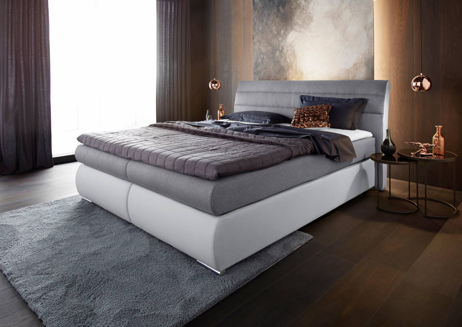 Places of Style Boxspringbett »Luna«, in Struktur-/Kunstleder-Mix, Überlänge 220 cm, bis zu 3 Härtegrade Places of Style Boxspringbett »Luna«, in Struktur-/Kunstleder-Mix, Überlänge 220 cm, bis zu 3 Härtegrade von PLACES OF STYLE