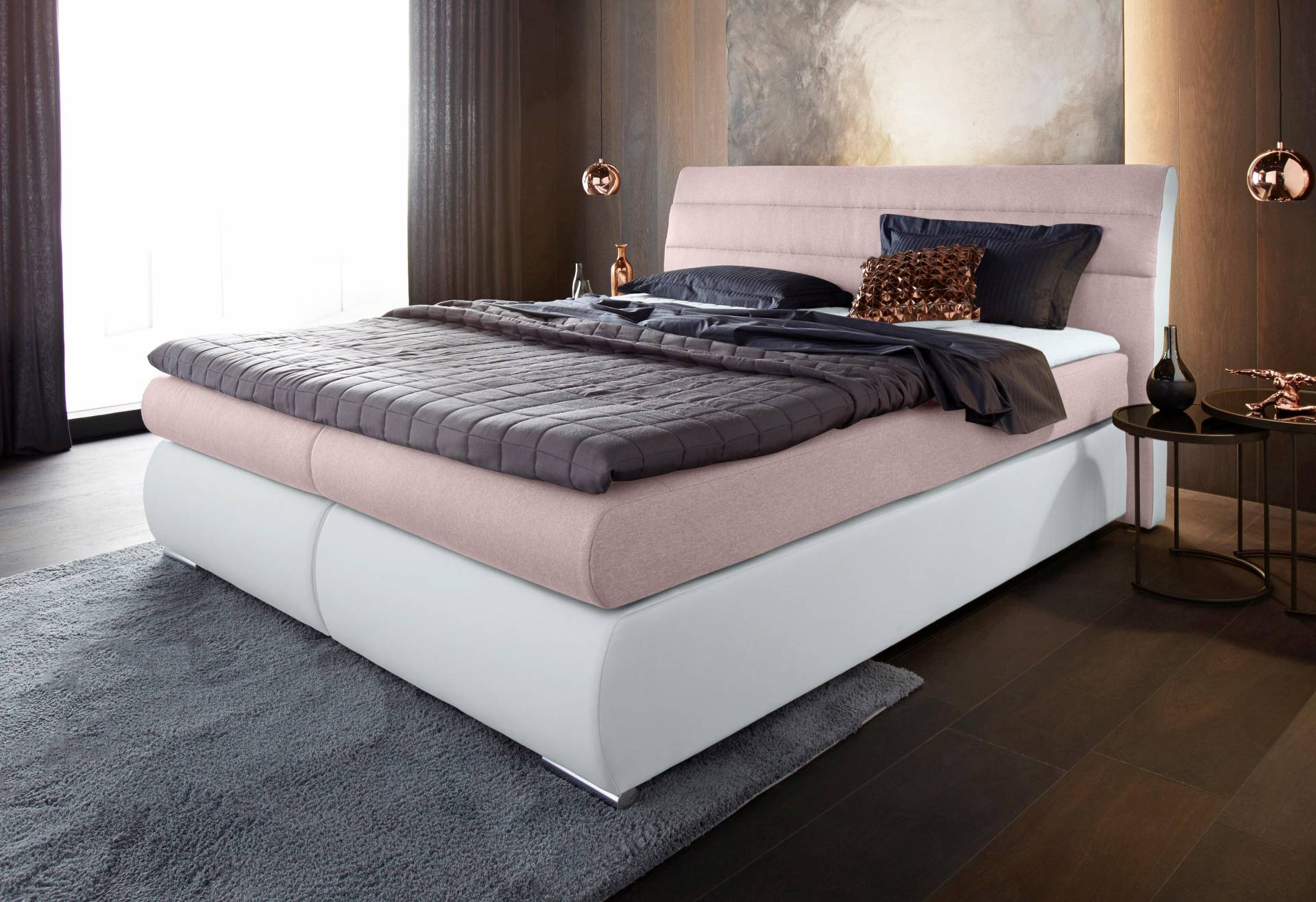 Places of Style Boxspringbett »Luna«, in Struktur-/Kunstleder-Mix, Überlänge 220 cm, bis zu 3 Härtegrade Places of Style Boxspringbett »Luna«, in Struktur-/Kunstleder-Mix, Überlänge 220 cm, bis zu 3 Härtegrade von PLACES OF STYLE