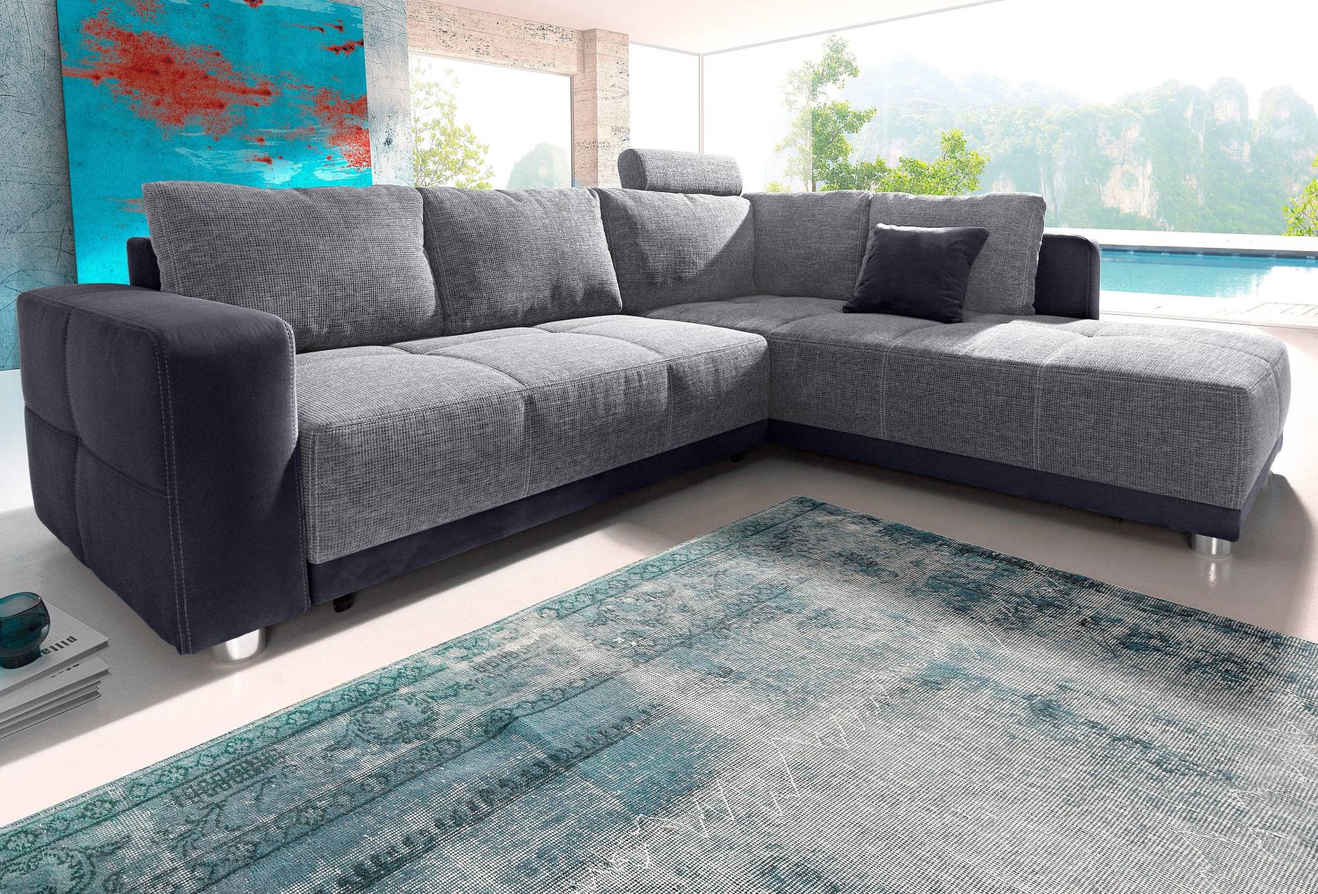 Places of Style Ecksofa, mit Bettfunktion, Bettkasten und Federkern, wahlweise mit 1 oder 3 Kopfstützen, Ottomane links oder rechts montierbar Places of Style Ecksofa, mit Bettfunktion, Bettkasten und Federkern, wahlweise mit 1 oder 3 Kopfstützen, Ottomane links oder rechts montierbar von Jockenhöfer Gruppe