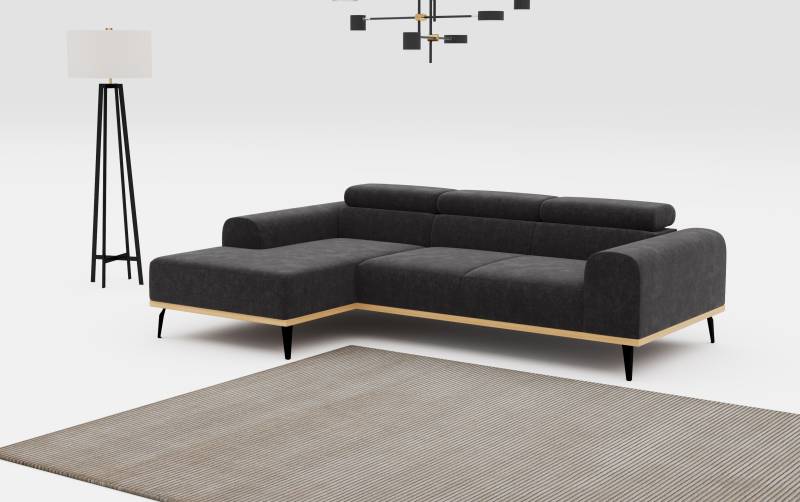 Places of Style Ecksofa »Carlo L-Form«, mit Kopfteilverstellung & Holz-Rahmenoptik, optional Relaxfunktion von PLACES OF STYLE
