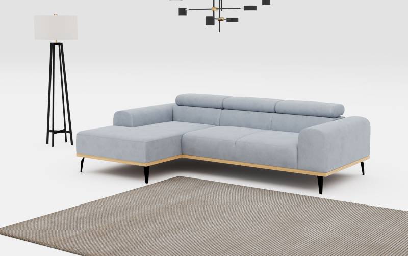 Places of Style Ecksofa »Carlo L-Form«, mit Kopfteilverstellung & Holz-Rahmenoptik, optional Relaxfunktion von PLACES OF STYLE