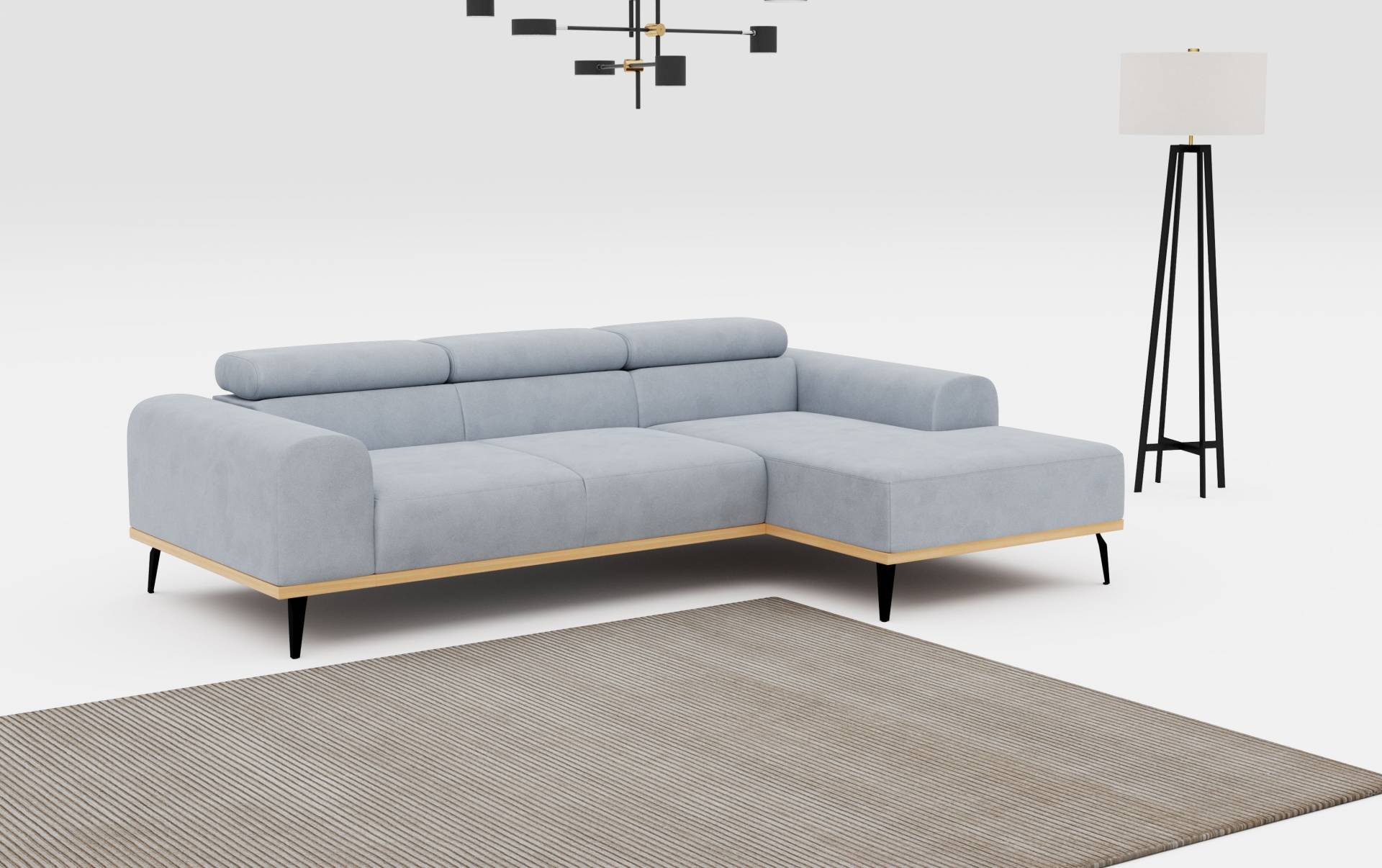 Places of Style Ecksofa »Carlo L-Form«, mit Kopfteilverstellung & Holz-Rahmenoptik, optional Relaxfunktion von PLACES OF STYLE