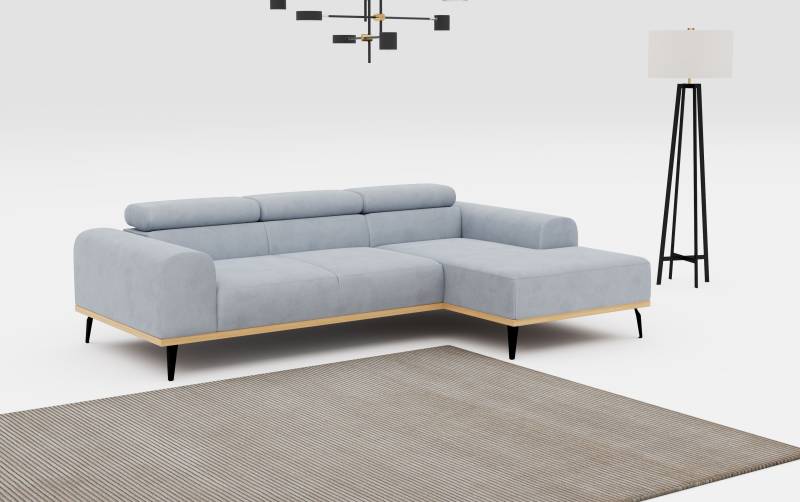 Places of Style Ecksofa »Carlo L-Form«, mit Kopfteilverstellung & Holz-Rahmenoptik, optional Relaxfunktion von PLACES OF STYLE