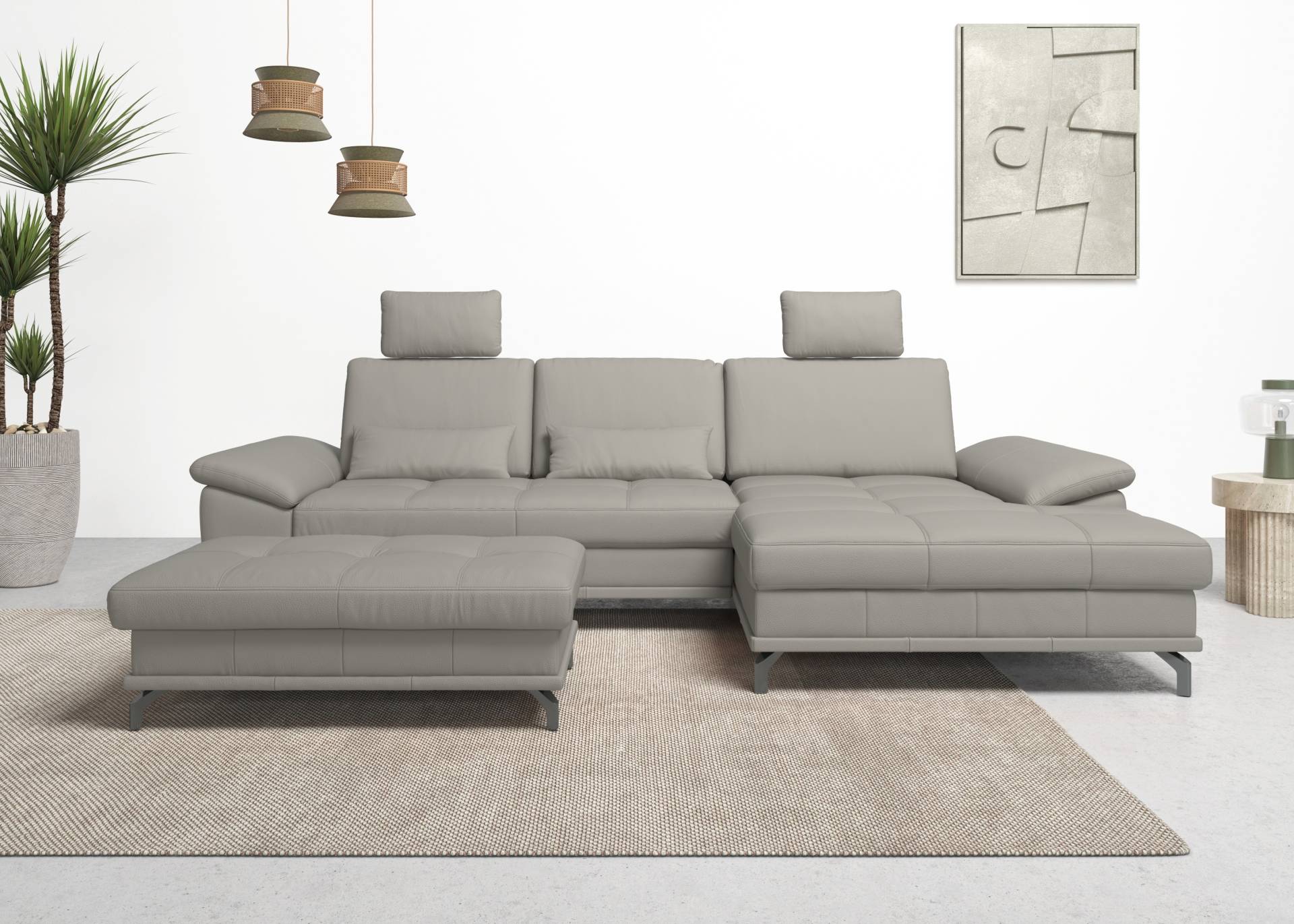Places of Style Ecksofa Costello, mit Sitztiefenverstellung und Armlehnfunktion, incl. 3 Nierenkissen von PLACES OF STYLE