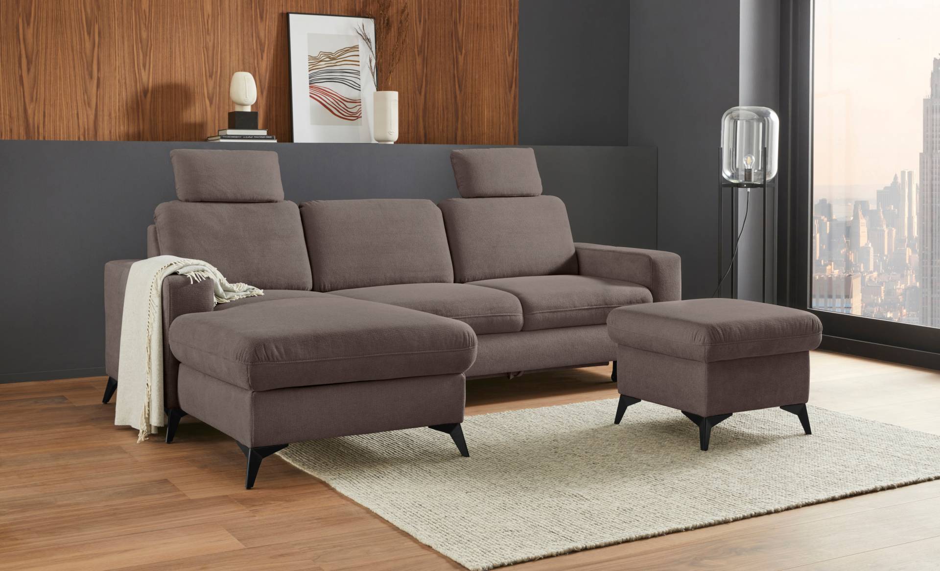 Places of Style Ecksofa »Lolland L-Form«, Wahlweise mit Bettfunktion und Bettkasten, Federkern von PLACES OF STYLE