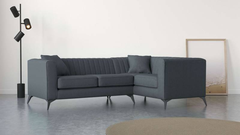 Places of Style Ecksofa »MATTHEW L-Form ideal für kleine Räume, Masse B/T/H: 240/167/74 cm«, elegantes Designsofa, Steppung im Rücken, incl. Zierkissen von PLACES OF STYLE
