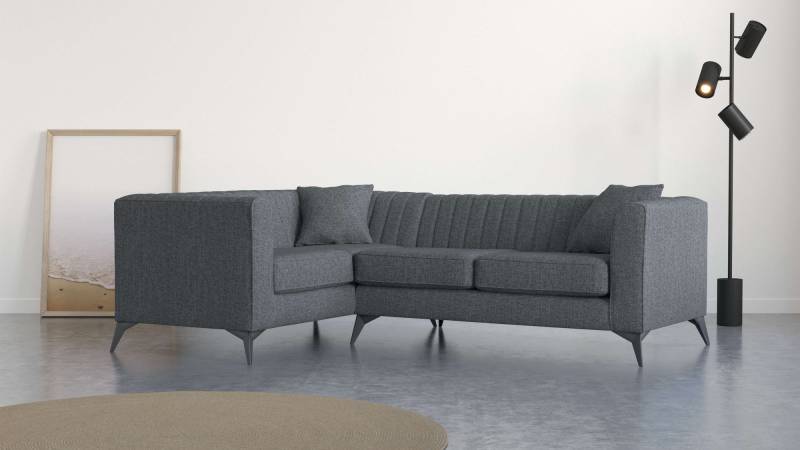 Places of Style Ecksofa »MATTHEW L-Form ideal für kleine Räume, Masse B/T/H: 240/167/74 cm«, elegantes Designsofa, Steppung im Rücken, incl. Zierkissen von PLACES OF STYLE