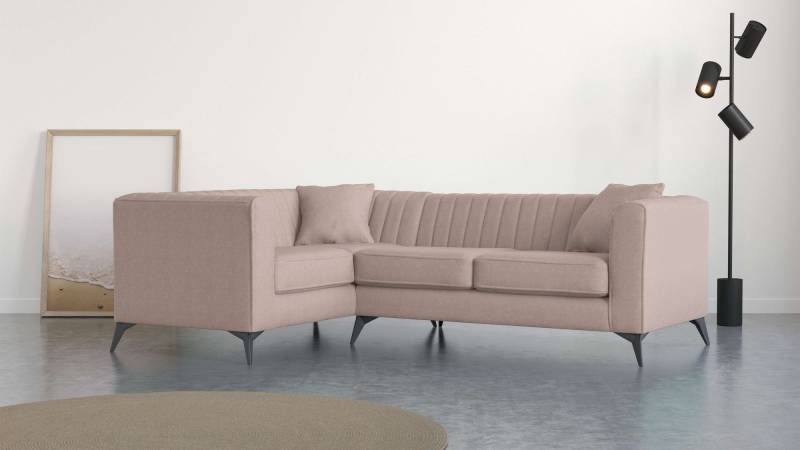 Places of Style Ecksofa »MATTHEW L-Form ideal für kleine Räume, Masse B/T/H: 240/167/74 cm«, elegantes Designsofa, Steppung im Rücken, incl. Zierkissen von PLACES OF STYLE