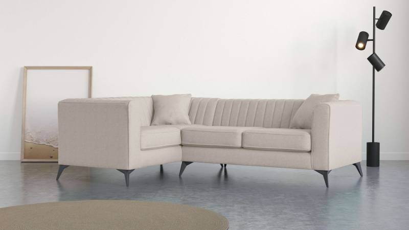 Places of Style Ecksofa »MATTHEW L-Form ideal für kleine Räume, Masse B/T/H: 240/167/74 cm«, elegantes Designsofa, Steppung im Rücken, incl. Zierkissen von PLACES OF STYLE