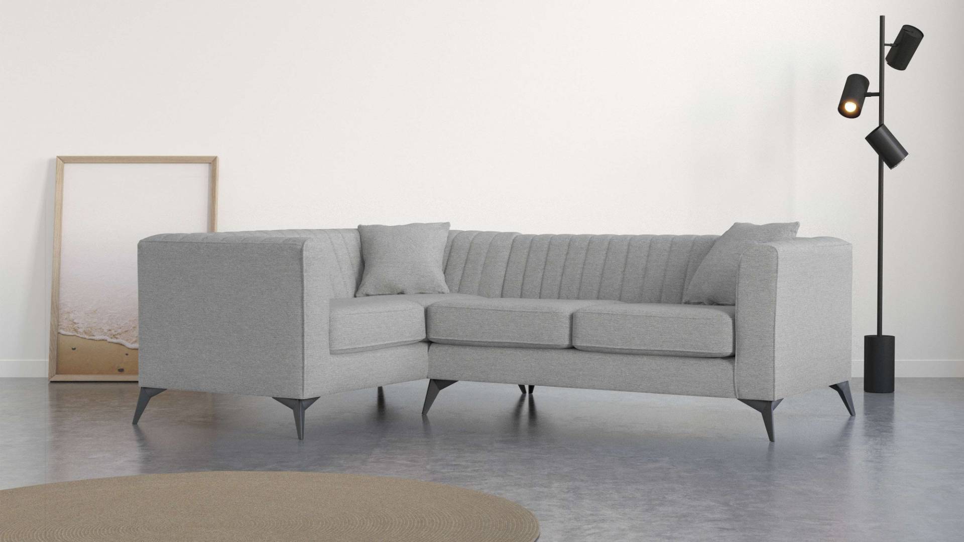 Places of Style Ecksofa »MATTHEW L-Form ideal für kleine Räume, Masse B/T/H: 240/167/74 cm«, elegantes Designsofa, Steppung im Rücken, incl. Zierkissen von PLACES OF STYLE